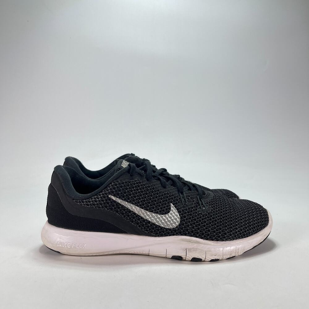 Nike Flex TR 7 Black Metallic Silver Training Shoes 898479-001 Women's Size 8